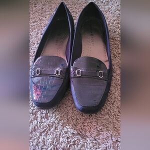 Karen Scott women's shoes croc embossed  loafers  size 11 blue